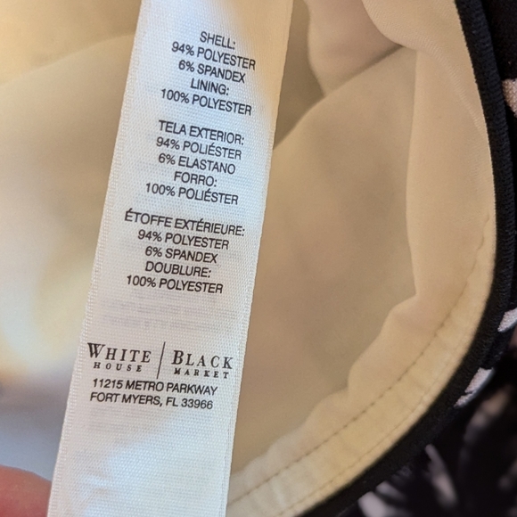 White House Black Market black cream floral pencil skirt fully lined sz 10 - Picture 6 of 8